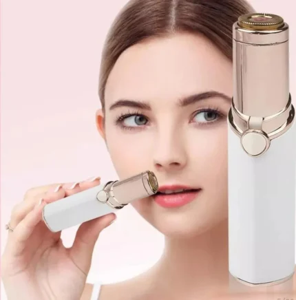 Rechargeable Facial Hair Removal Pen for Women – Stainless Steel Body with Gold Accents